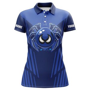 Funny Blue spider bowling ball Women Bowling Polo, Quarter zip shirt custom bowling Team jerseys NQS8206