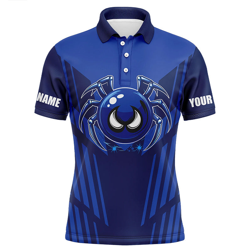 Funny Blue spider bowling ball Men Bowling Polo, Quarter zip shirts custom bowling Team jerseys NQS8206