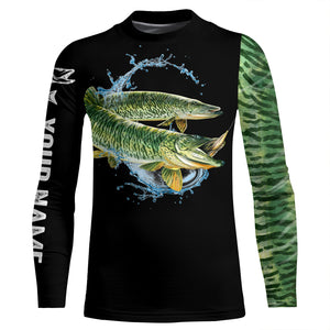 Musky ( Muskie) Fishing UV protection quick dry Customize name long sleeves UPF 30+ NQS955