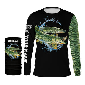 Musky ( Muskie) Fishing UV protection quick dry Customize name long sleeves UPF 30+ NQS955