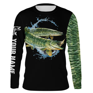 Musky ( Muskie) Fishing UV protection quick dry Customize name long sleeves UPF 30+ NQS955