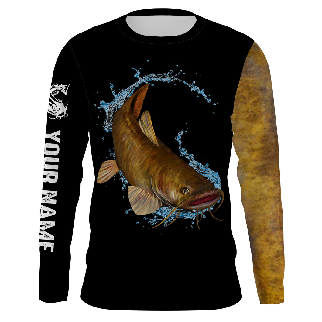 Flathead Catfish Fishing UV protection quick dry Customize name long sleeves UPF 30+ NQS954