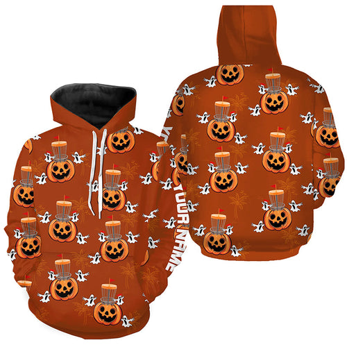 Funny Halloween Boo pumpkin Disc golf pattern Golf Hoodies custom Halloween hoodie golf tops NQS8645