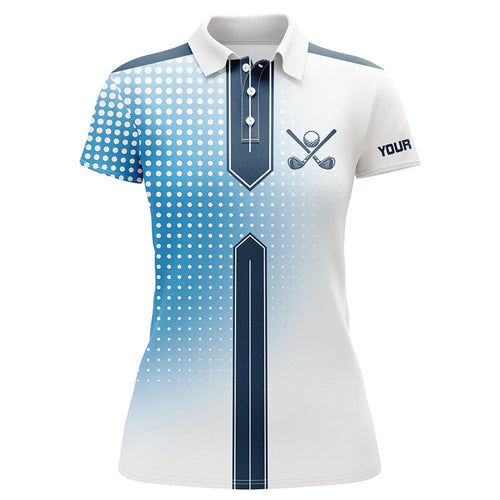 Blue and White Women golf polo shirt custom name Women golf tops, team golf jerseys NQS8646