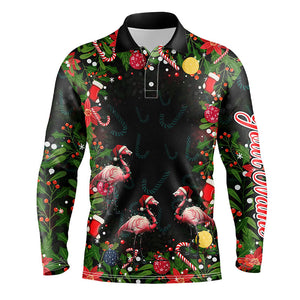 Flamingo Christmas tropical pattern Mens golf polo shirt custom christmas golf outfits for men NQS8649