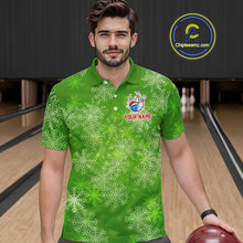 Load image into Gallery viewer, Personalized Funny Green Snowflake Christmas Bowling Team Shirts For Men, Christmas Bowling Gifts NQS10831