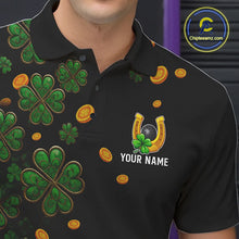 Load image into Gallery viewer, Personalized Green Clover St Patrick&#39;s Day pattern Bowling Shirts For Men, Team Bowling Jerseys NQS11206