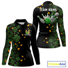 Load image into Gallery viewer, Personalized Green Clover St Patrick&#39;s Day pattern Bowling Shirts For Women, Team Bowling Jerseys NQS11206