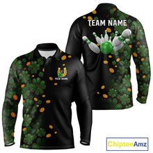 Load image into Gallery viewer, Personalized Green Clover St Patrick&#39;s Day pattern Bowling Shirts For Men, Team Bowling Jerseys NQS11206