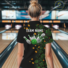 Load image into Gallery viewer, Personalized Green Clover St Patrick&#39;s Day pattern Bowling Shirts For Women, Team Bowling Jerseys NQS11206