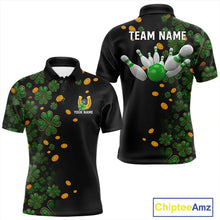 Load image into Gallery viewer, Personalized Green Clover St Patrick&#39;s Day pattern Bowling Shirts For Men, Team Bowling Jerseys NQS11206