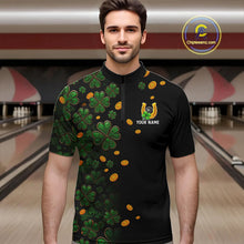 Load image into Gallery viewer, Personalized Green Clover St Patrick&#39;s Day pattern Bowling Shirts For Men, Team Bowling Jerseys NQS11206