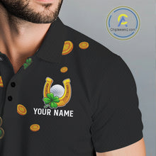 Load image into Gallery viewer, Personalized Green Clover St Patrick&#39;s Day pattern Golf Polo Shirts For Men, Best Mens golf wear NQS11207