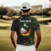 Load image into Gallery viewer, Personalized Green Clover St Patrick&#39;s Day pattern Golf Polo Shirts For Men, Best Mens golf wear NQS11207