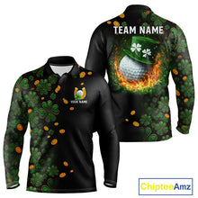Load image into Gallery viewer, Personalized Green Clover St Patrick&#39;s Day pattern Golf Polo Shirts For Men, Best Mens golf wear NQS11207