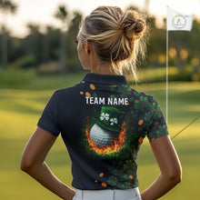Load image into Gallery viewer, Personalized Green Clover St Patrick&#39;s Day pattern Golf Polo Shirts For Women, Best ladies golf wear NQS11207