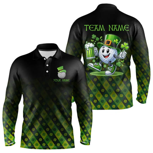 Green clover pattern Lucky golf shirt Men polo shirts custom St patrick Day golf tops for mens NQS9338