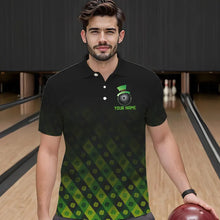 Load image into Gallery viewer, Black and Green Skull clover pattern Lucky Bowling shirts for men Custom Bowling Team league Jerseys NQS9339