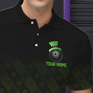 Black and Green Skull clover pattern Lucky Bowling shirts for men Custom Bowling Team league Jerseys NQS9339