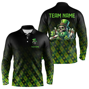 Black and Green Skull clover pattern Lucky Bowling shirts for men Custom Bowling Team league Jerseys NQS9339