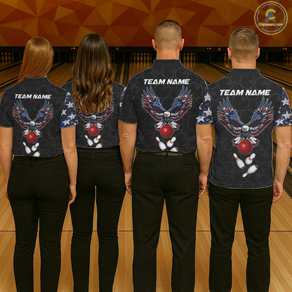 American Flag Eagle Bowling shirts for men Custom patriotic team bowling jerseys, gift for bowlers NQS11406