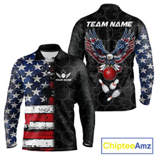 Load image into Gallery viewer, American Flag Eagle Bowling shirts for men Custom patriotic team bowling jerseys, gift for bowlers NQS11406