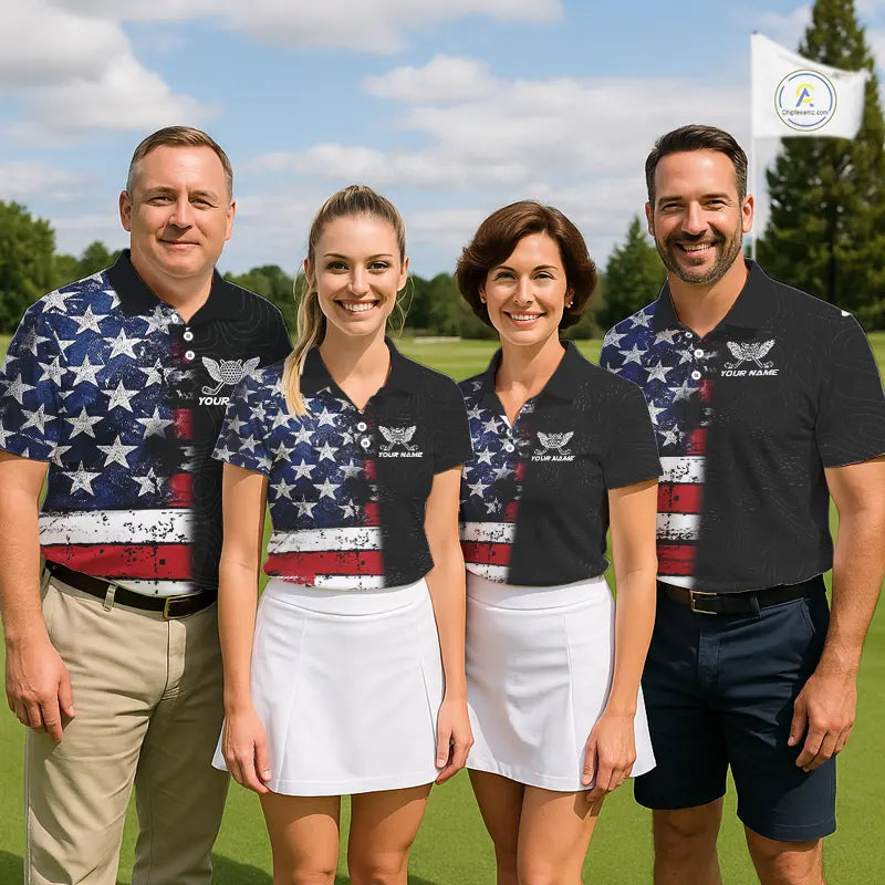 American Flag Eagle Womens Golf Polo Shirts Custom patriotic golf shirts for ladies golf apparel NQS11407
