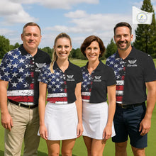 Load image into Gallery viewer, American Flag Eagle Womens Golf Polo Shirts Custom patriotic golf shirts for ladies golf apparel NQS11407