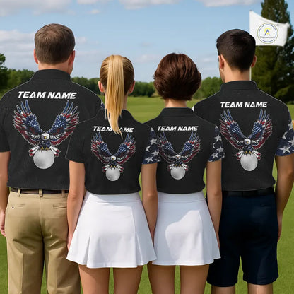 American Flag Eagle Womens Golf Polo Shirts Custom patriotic golf shirts for ladies golf apparel NQS11407
