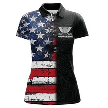 Load image into Gallery viewer, American Flag Eagle Womens Golf Polo Shirts Custom patriotic golf shirts for ladies golf apparel NQS11407