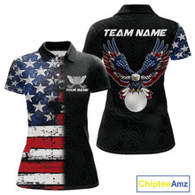 Load image into Gallery viewer, American Flag Eagle matching men and womens golf shirts  Custom patriotic couples golf apparel NQS11407