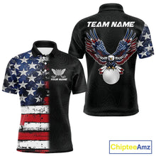 Load image into Gallery viewer, American Flag Eagle matching men and womens golf shirts  Custom patriotic couples golf apparel NQS11407
