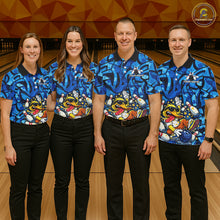 Load image into Gallery viewer, Funny Duck Bowling Polo, 1/4 Zip Shirts for Women Custom Blue graffiti pattern Team Bowling Jerseys NQS11603