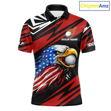 Load image into Gallery viewer, Custom Black and Red Camo American Flag Eagle Mens Golf Polo shirts, patriotic team mens golf tops NQS11608