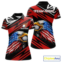 Load image into Gallery viewer, Custom Black and Red Camo American Flag Eagle Women Golf Polo shirts, patriotic team ladies golf tops NQS11608