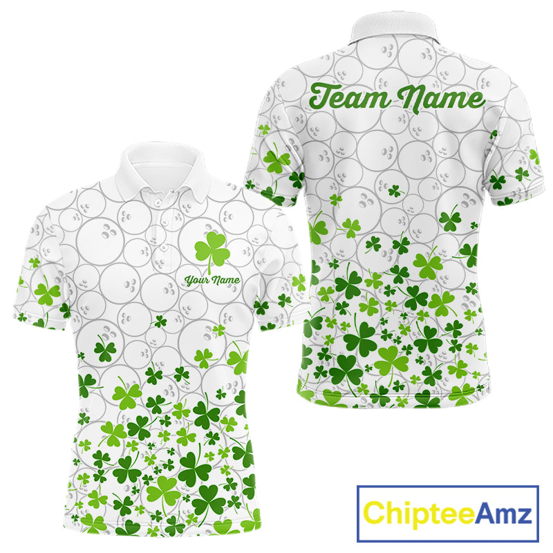 Custom Green shamrock pattern matching bowling shirt for couples custom St. Patrick's day team jersey NQS11611