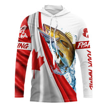 Load image into Gallery viewer, Canadian flag patriotic Walleye fishing Custom Name 3D Fishing Shirts UV Protection Gift For Fisherman NQS5171