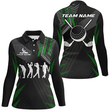 Load image into Gallery viewer, Womens golf polos shirts custom black and green golf clubs, team golf attire for ladies NQS7429