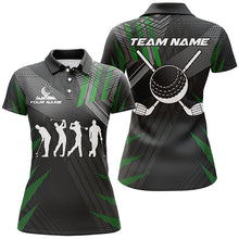 Load image into Gallery viewer, Womens golf polos shirts custom black and green golf clubs, team golf attire for ladies NQS7429