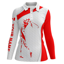 Load image into Gallery viewer, Personalized Canadian flag patriot golf white Womens golf polo shirts custom name golf gifts for mom NQS5411