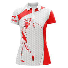 Load image into Gallery viewer, Personalized Canadian flag patriot golf white Womens golf polo shirts custom name golf gifts for mom NQS5411