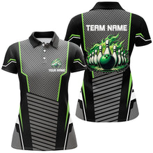 Load image into Gallery viewer, Green flame Bowling Polo, 1/4 Zip Shirt for Women Custom Black Bowling Team Jerseys gift for bowlers NQS7590