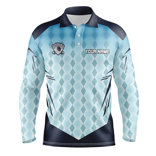 Blue argyle pattern men's golf polo shirts custom golf outfits for men, golf gifts for men NQS7592
