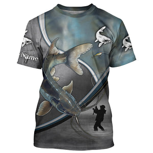 Catfish fishing freshwater fish personalized fishing tournament shirts, sun protection fishing apparel NQS5674