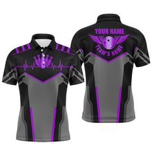 Load image into Gallery viewer, Bowling shirts for men custom name and team name Bowling Ball and Pins, team bowling shirts | Purple NQS7768