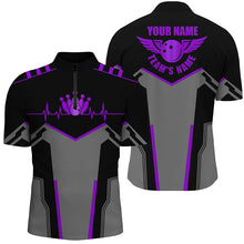 Load image into Gallery viewer, Bowling shirts for men custom name and team name Bowling Ball and Pins, team bowling shirts | Purple NQS7768