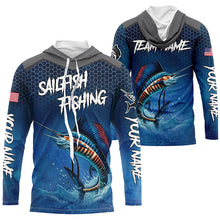 Load image into Gallery viewer, Blue camo Sailfish fishing Custom performance long sleeve team Sailfish fishing tournament shirts NQS7773