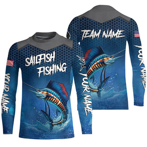 Blue camo Sailfish fishing Custom performance long sleeve team Sailfish fishing tournament shirts NQS7773