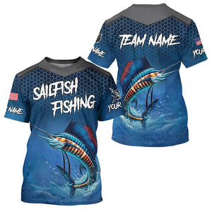 Blue camo Sailfish fishing Custom performance long sleeve team Sailfish fishing tournament shirts NQS7773