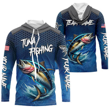 Load image into Gallery viewer, Blue camo Tuna fishing Custom performance long sleeve team Tuna fishing tournament shirts NQS7776